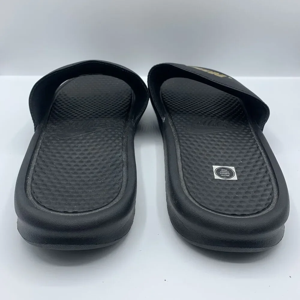 NIKE Benassi JDI Slides Sandals Black Off Court Shoes Slip On Flat Size 14